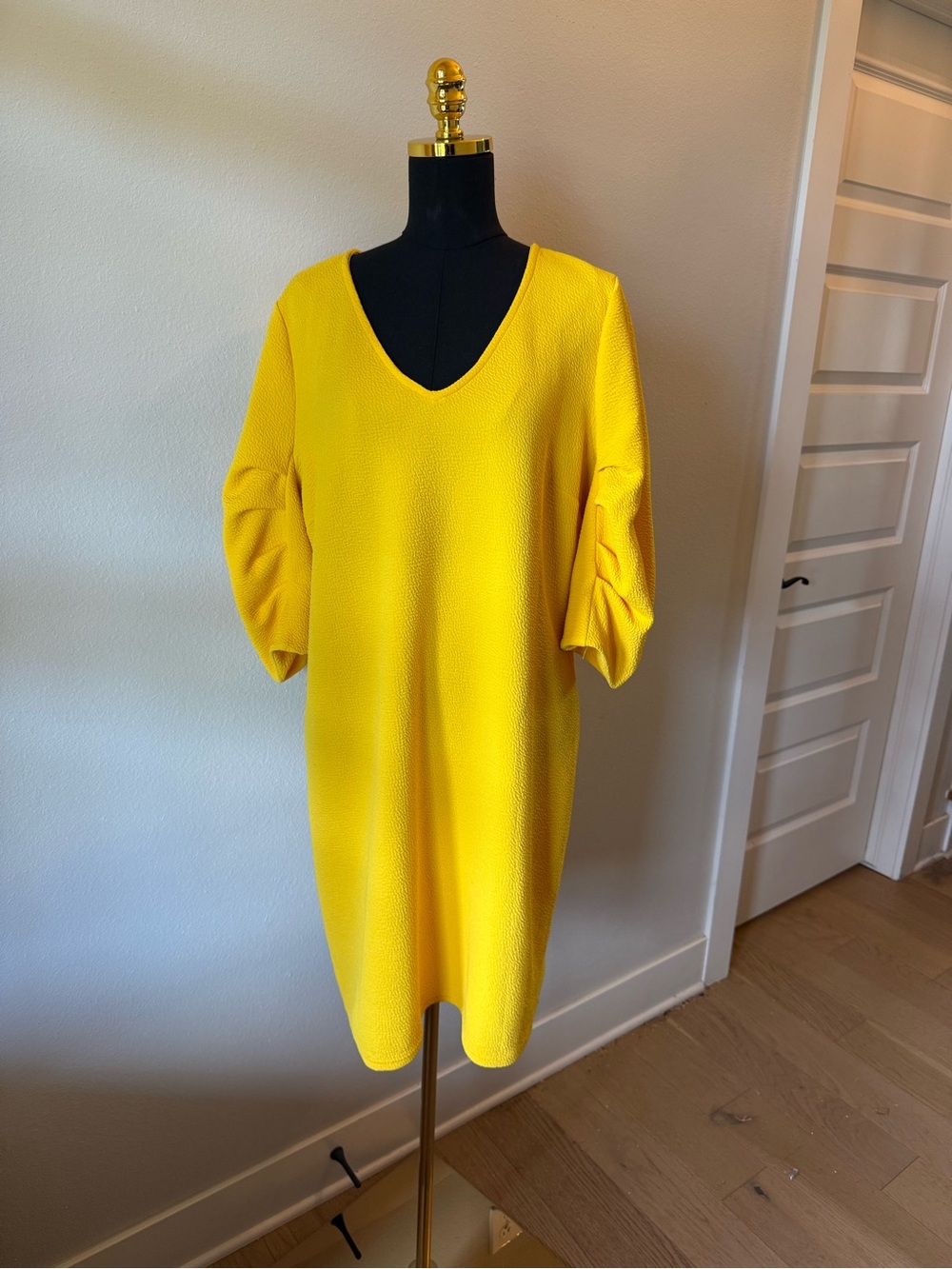 Eloquii Bright Yellow V-Neck Midi Shift Dress